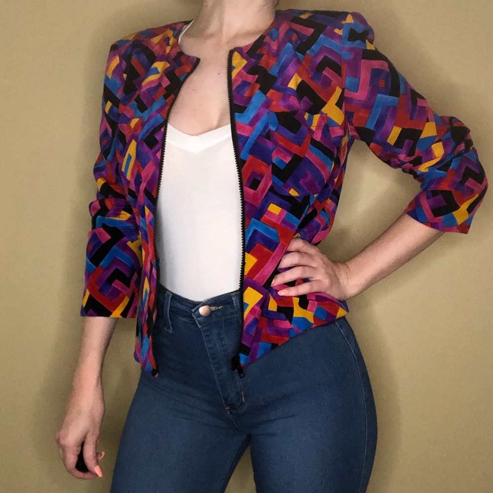 Colorful Vintage Silk Blazer